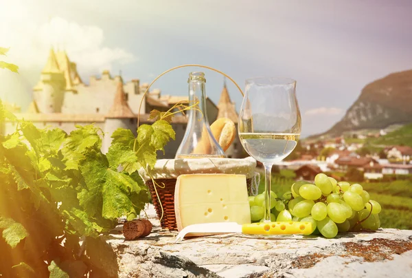 Vino y uvas en Chateau de Aigle , — Foto de Stock