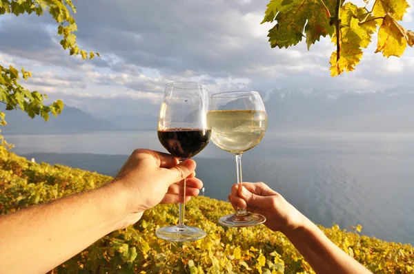 Deux mains tenant des verres à vin — Photo