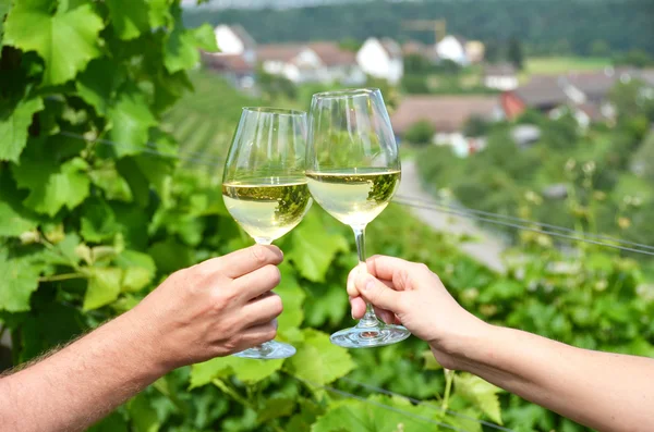 Two wineglasses in the hands — Stock Photo, Image