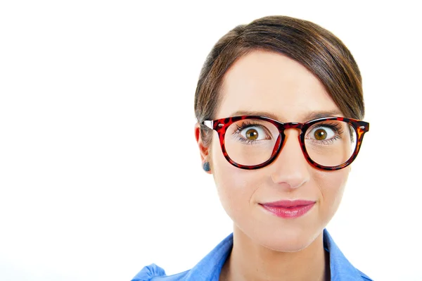 Cara de mujer con gafas — Foto de Stock