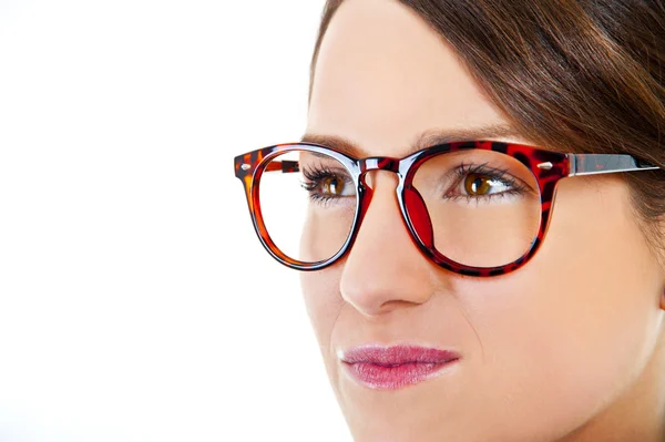 Vrouw gezicht met glazen — Stockfoto