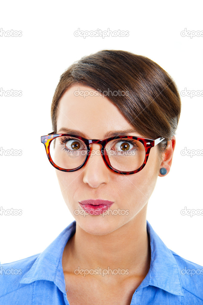 Business woman on white background is in shock
