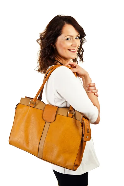 Woman on white background with big smile Stock Image