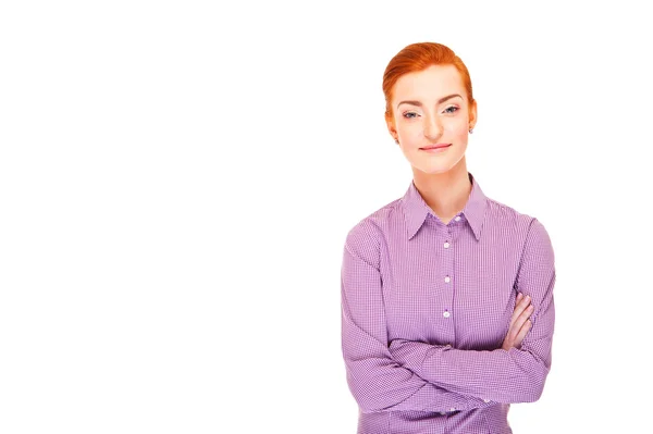 赤い髪と白い背景の上の女性 — ストック写真
