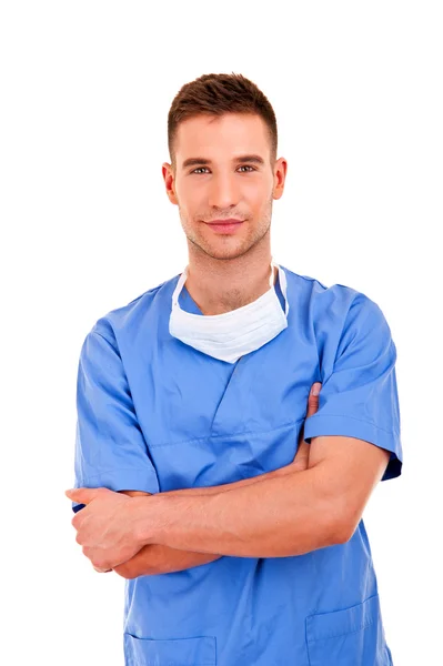 Young doctor man with crossed hands — Stock Photo, Image