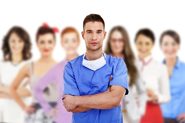 Hospital staff represented by both the medical profession in the — Stock Photo, Image