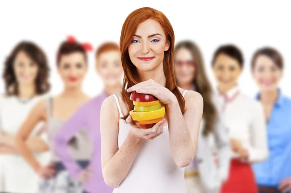 Grupo de mujeres con frutas — Foto de Stock
