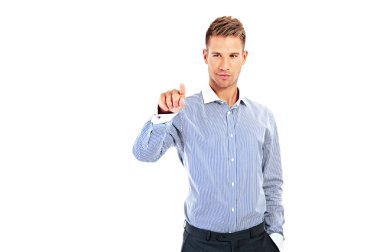 bir dokunmatik ekran arayüzü itme iş adamı