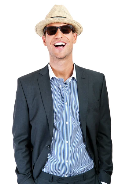 Портрет красивого молодого бізнесмена з сонцезахисними окулярами — стокове фото