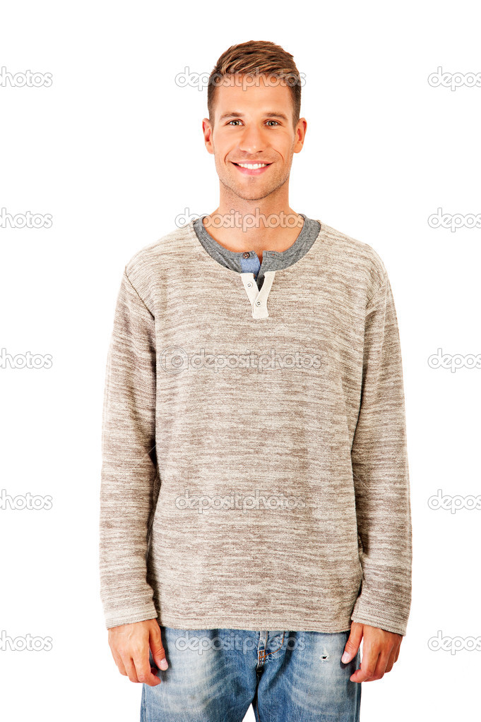 Casual young man looking at camera