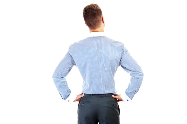 Hombre de negocios de la espalda - mirando algo sobre un blanco b — Foto de Stock