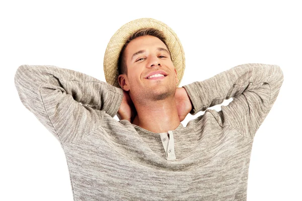 Felices hombres sonrientes con sombrero — Foto de Stock