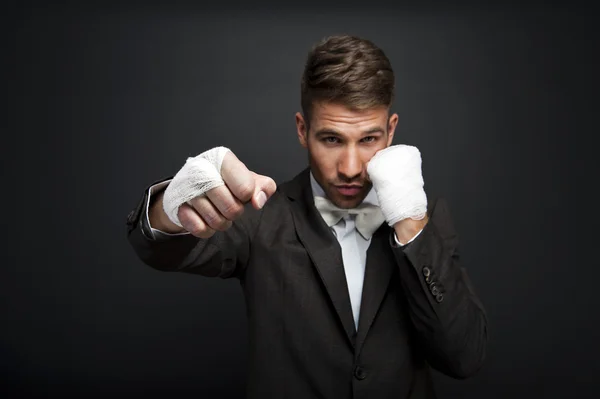 Handsome businessman boxer — Stock Photo, Image