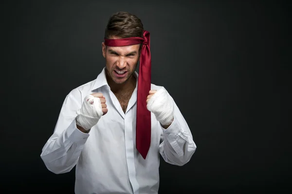 Empresario boxeador enojado — Foto de Stock