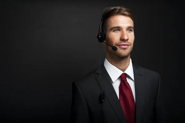 Smiling customer service operator. Over white background — Stock Photo, Image