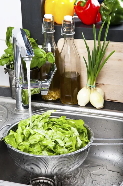 Salade met olie en andere groenten — Stockfoto