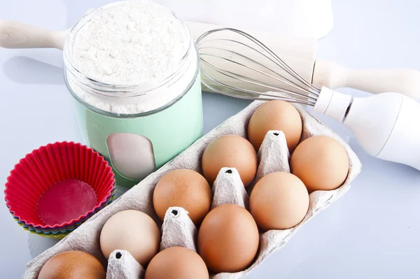 Rolki, jaj i mąki — Zdjęcie stockowe