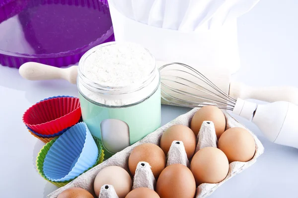 Mehl, Eier und Zucker — Stockfoto