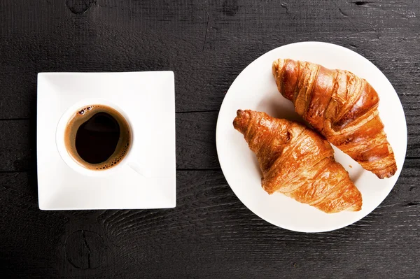 Kavárna a croissant — Stock fotografie