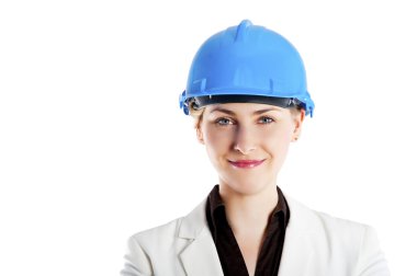 kadın Oluşturucu veya architekt baret whit üzerinde ile fotoğraf