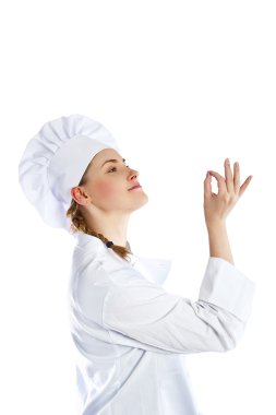 mükemmel bir hareketi el ile bir kadın Şef. genç güzel f