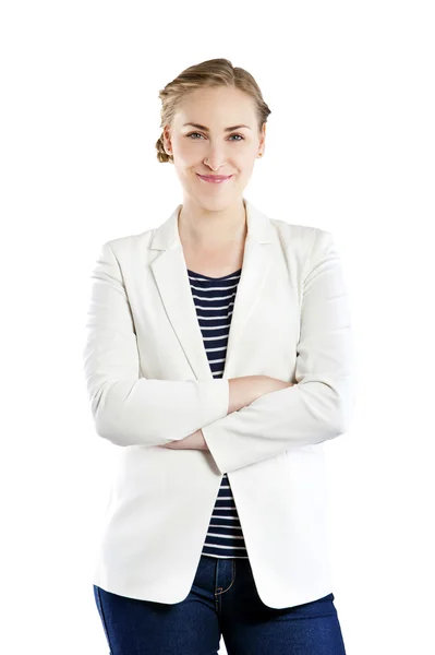 Retrato de mujer de negocios. Brazos cruzados  . — Foto de Stock