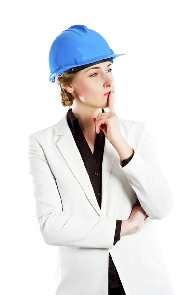 Business woman architect manager isolated on white background po — Stock Photo, Image