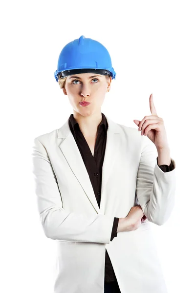 Business woman architect manager isolated on white background po — Stock Photo, Image