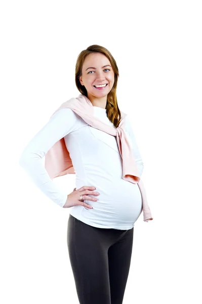 Vackra gravid kvinna - isolerade över en vit bakgrund — Stockfoto