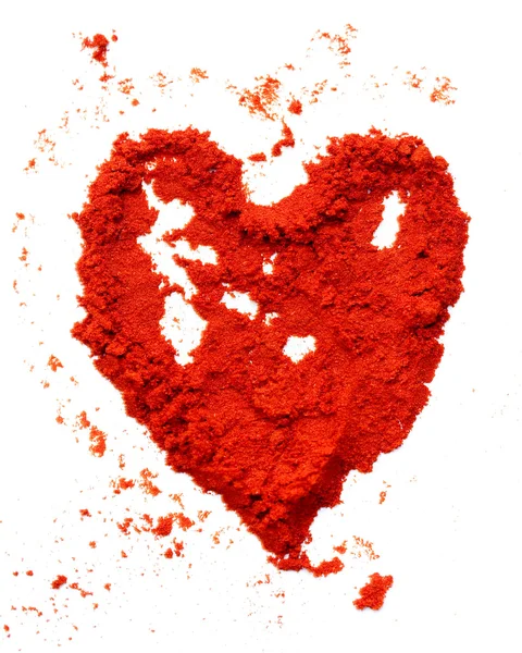 Red Pepper Powder Heart — Stock Photo, Image