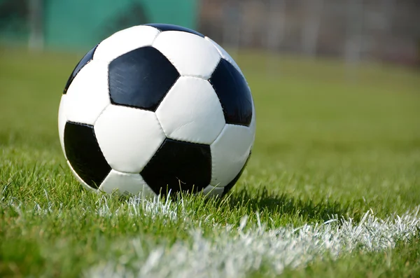 Soccer ball on the field — Stock Photo, Image