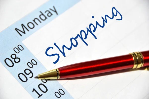 Shopping note in the agenda — Stock Photo, Image