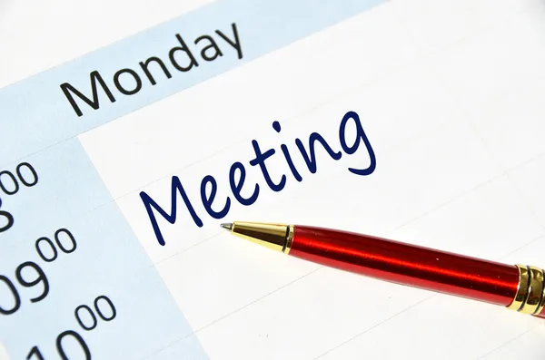 Meeting note in the agenda — Stock Photo, Image