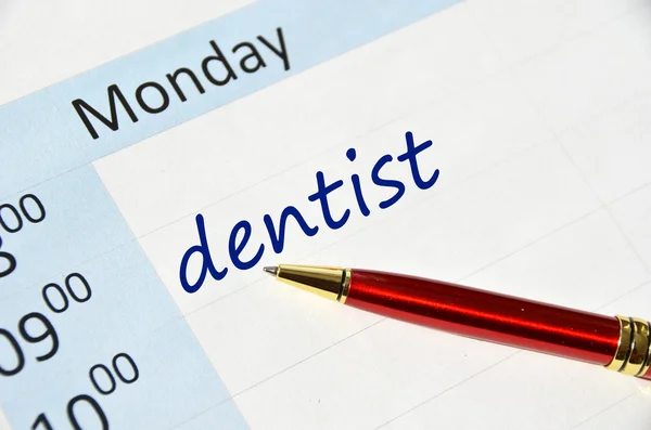 Dentist text in the agenda — Stock Photo, Image