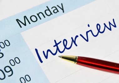 Interview note in the agenda clipart