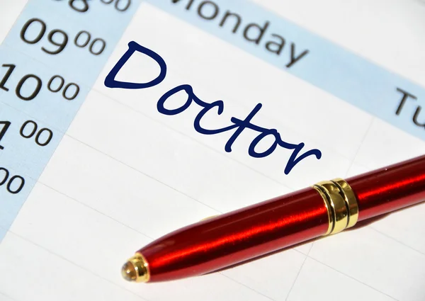 Doctor note in the agenda — Stock Photo, Image