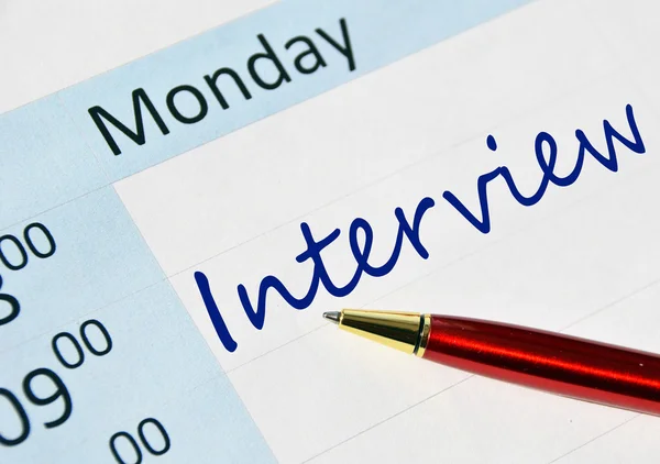 Interview note in the agenda — Stock Photo, Image