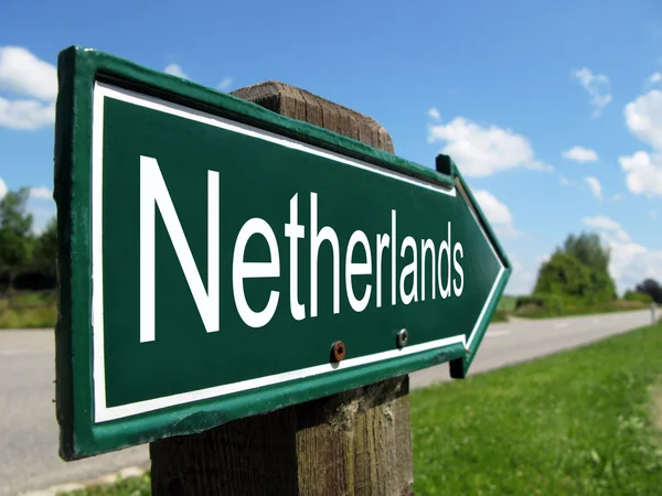 Netherlands signpost along a rural road — Stock Photo, Image