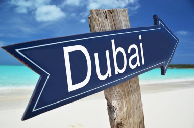 DUBAI sign on the beach