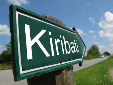 Kiribati signpost along a rural road clipart