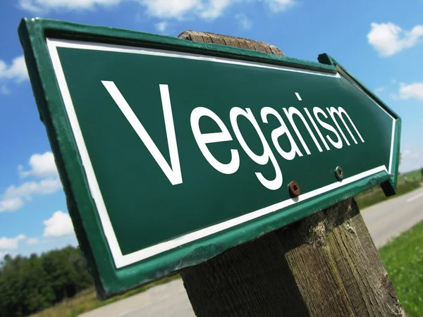 Signo estrada veganismo — Fotografia de Stock