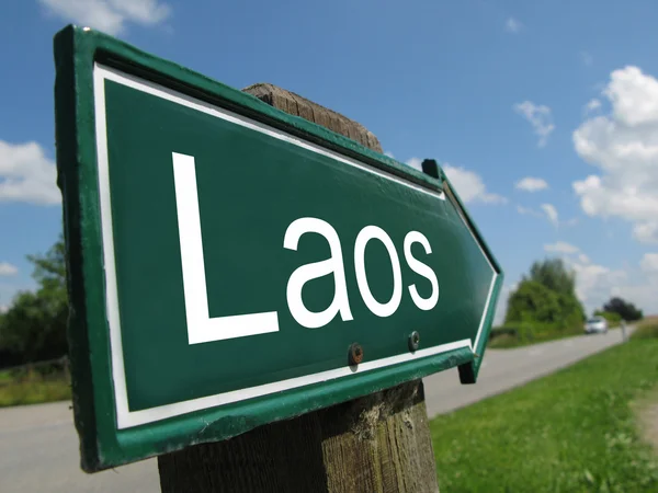 Laos signpost along a rural road — Stock Photo, Image