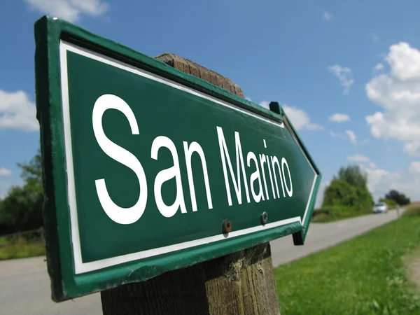 San Marino signpost along a rural road — Stock Photo, Image