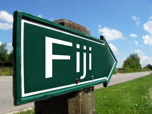 Fidżi drogowskaz przy wiejskiej drodze — Zdjęcie stockowe