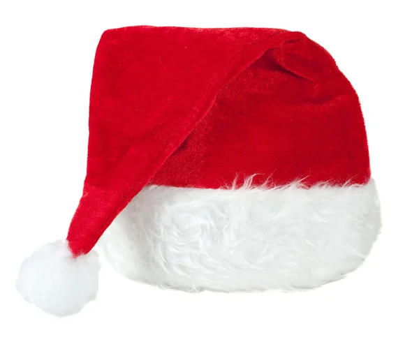 Červený klobouk santa claus na bílém pozadí, izolované Royalty Free Stock Fotografie