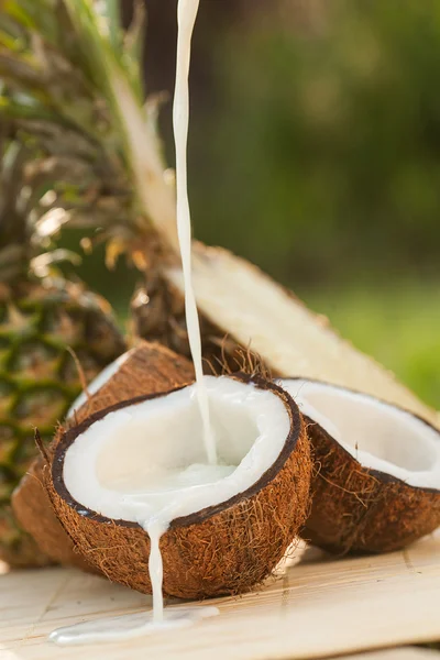 Коктейль Пинаколада из кокоса и ананаса — стоковое фото