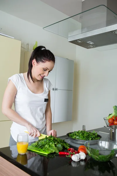 Beautiful woman preparing fresh meal — Stock Photo, Image