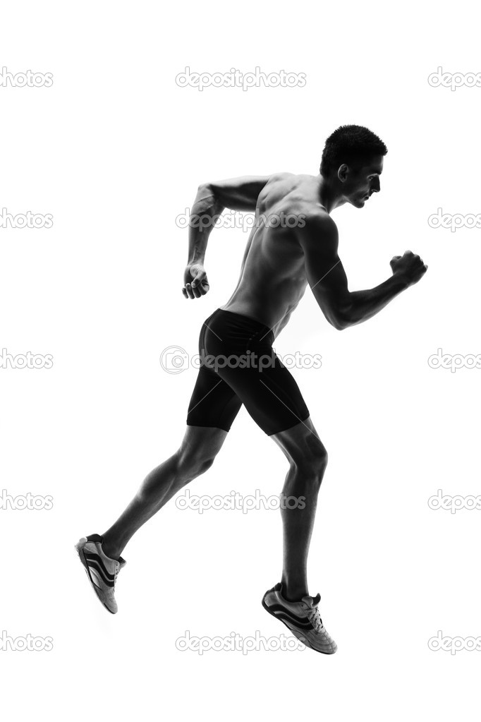 Running man isolated on white