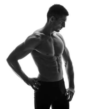 kaslı adam beyaz izole