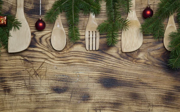 Kerstmis houten lepels Stockfoto